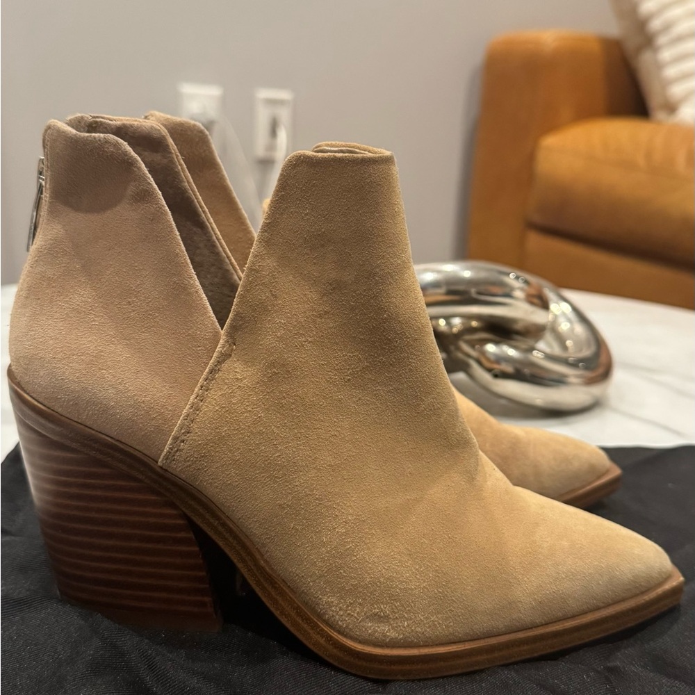 Vince Camuto Beige Suede Ankle Booties
